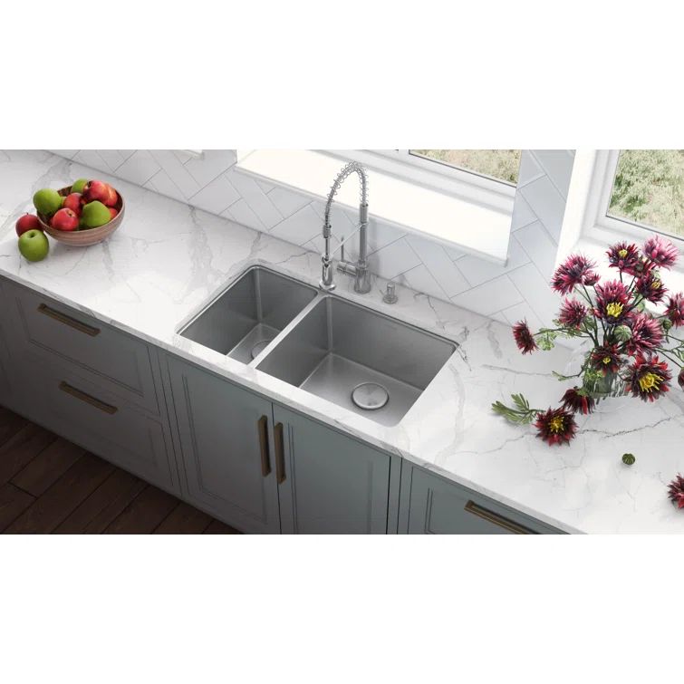 Ruvati 35-inch Drop-in Double Bowl Stainless Steel Kitchen Sink