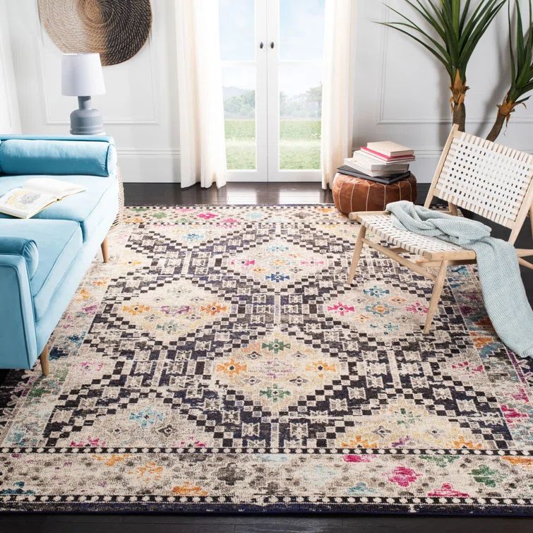 Madison Black and Yellow 8' x 10' Geometric Area Rug