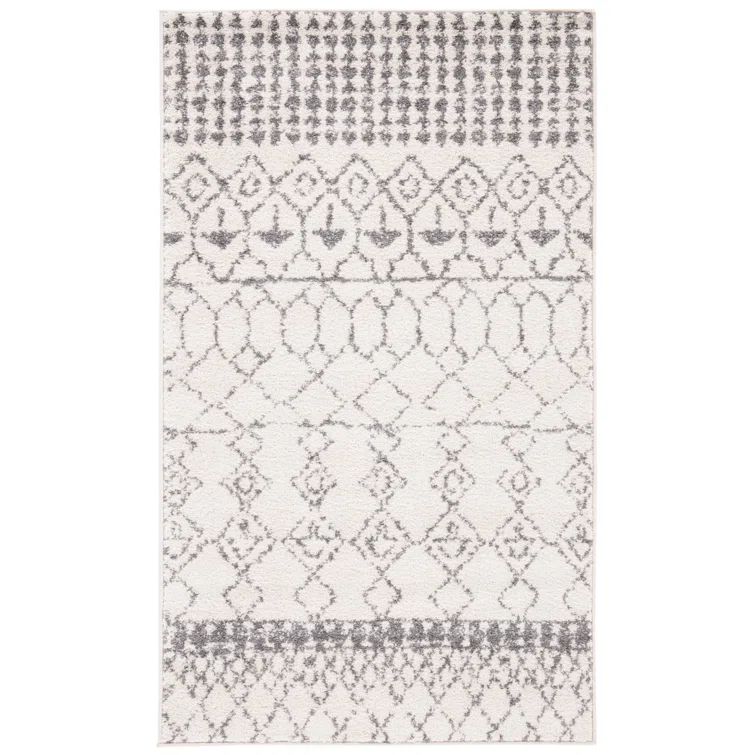 Ivory Grey 24" Round Hand-Knotted Boho Chic Area Rug