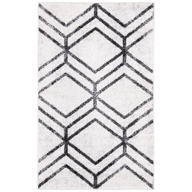 Chic Lodge Style Ivory & Charcoal Synthetic 9' x 12' Area Rug