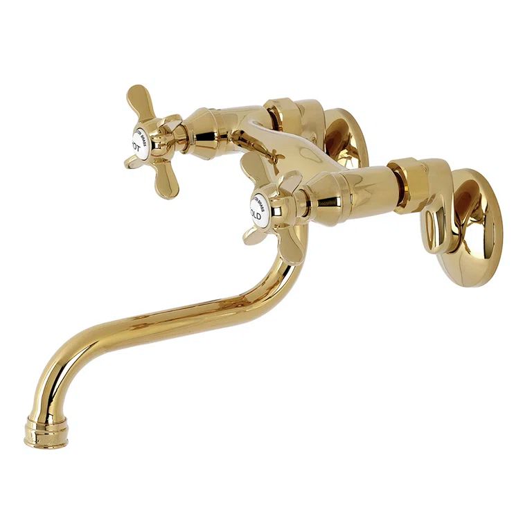 Essex Polished Brass Two-Handle Wall Mount Bathroom Faucet