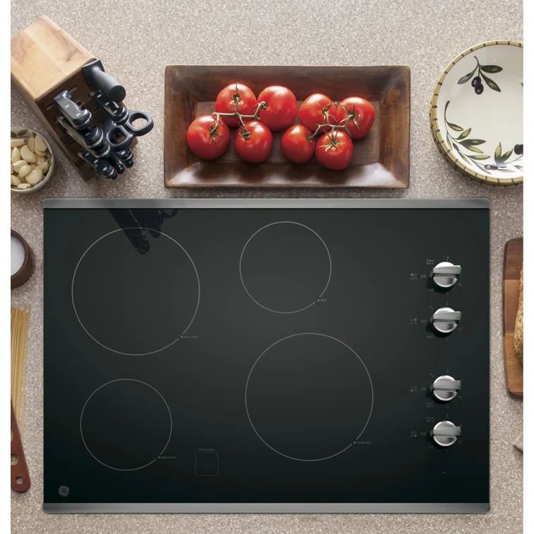 30" Stainless Steel 4 Burner Electric Cooktop with Knob Control