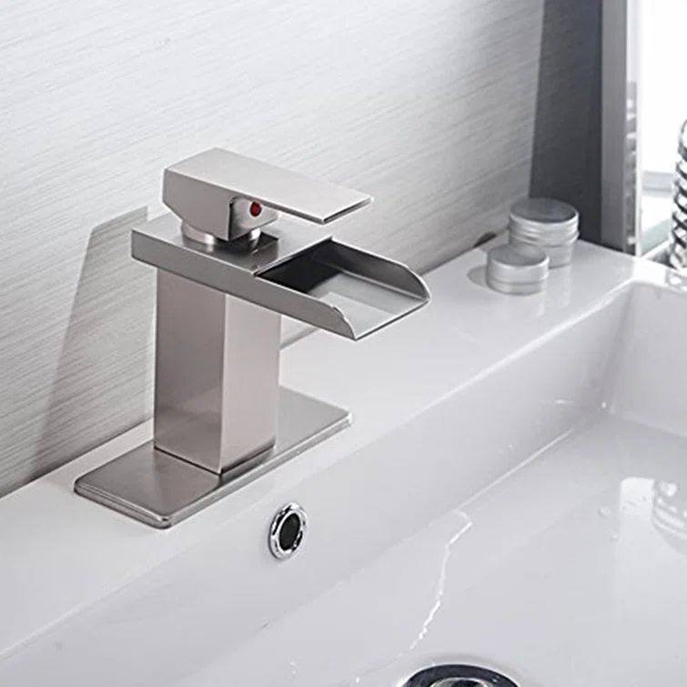 Brushed Gold Brass Single Handle Waterfall Bathroom Faucet