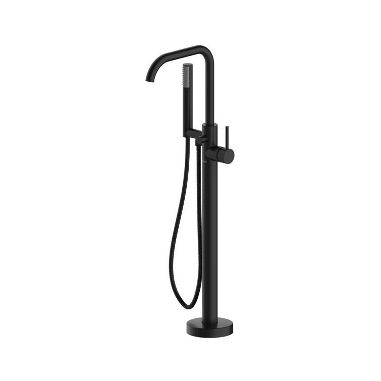 Contento Matte Black Freestanding Tub Filler with Hand Shower