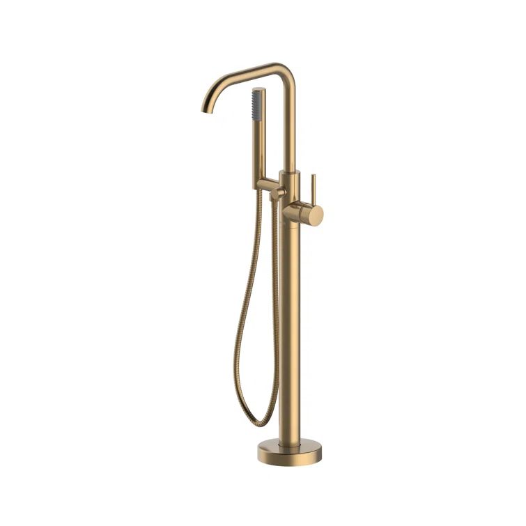 Elegant Brushed Bronze Freestanding Tub Filler with Handshower