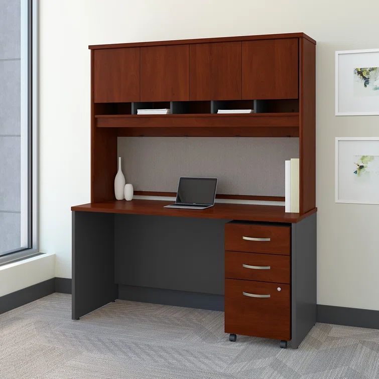 Hansen Cherry 60W Credenza Desk with Drawer and Filing Cabinet