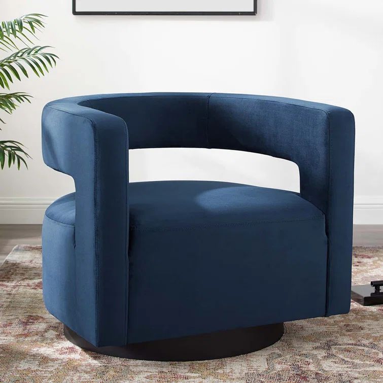 Midnight Blue Velvet Swivel Accent Chair
