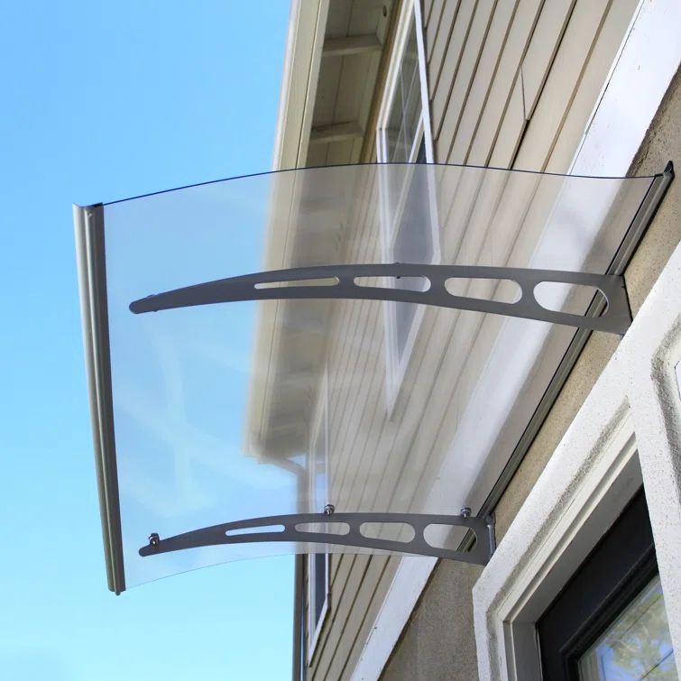 Frosted Polycarbonate Door and Window Awning with Aluminum Brackets