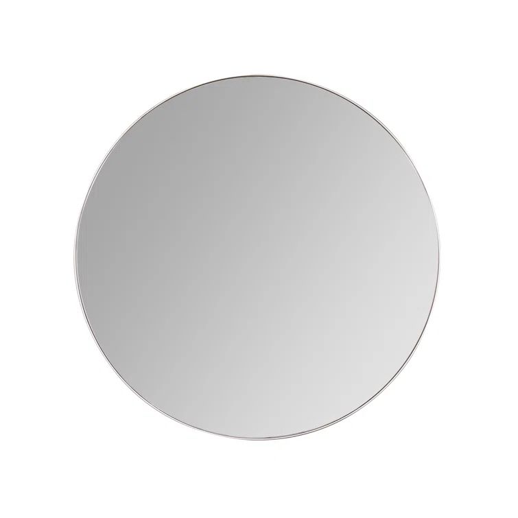 Franco 34" Classic Round Wall Mirror in Glossy Silver