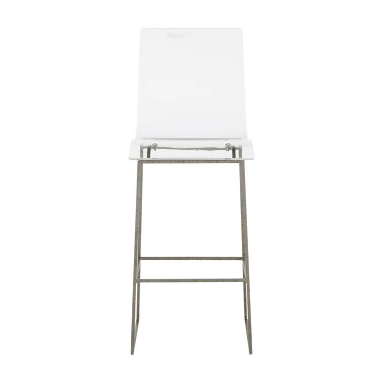 Gabby King 30" Antique Silver Acrylic and Metal Bar Stool