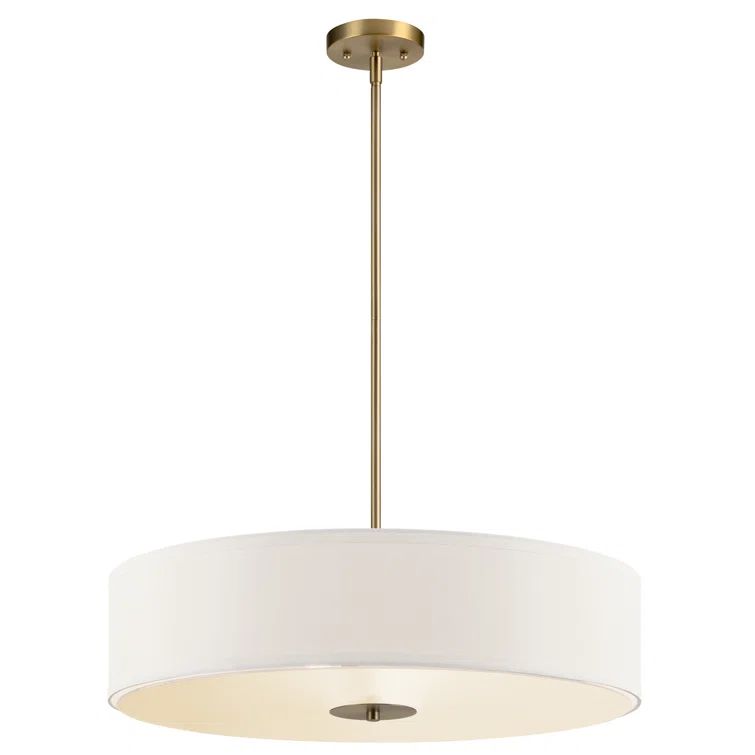 Elegant Satin Black 24" Transitional Drum Pendant with White Shade