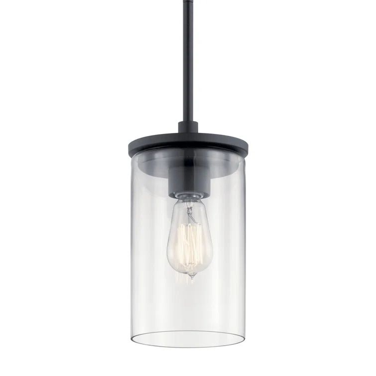 Crosby Minimalist Black Steel Mini Pendant with Clear Glass Shade