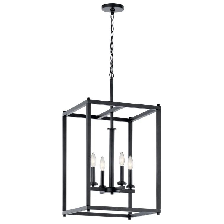 Crosby 16" Black Steel 4-Light Foyer Pendant