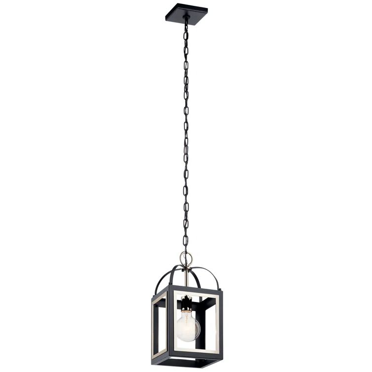 Black Glass Vintage Pendant Light with Chain