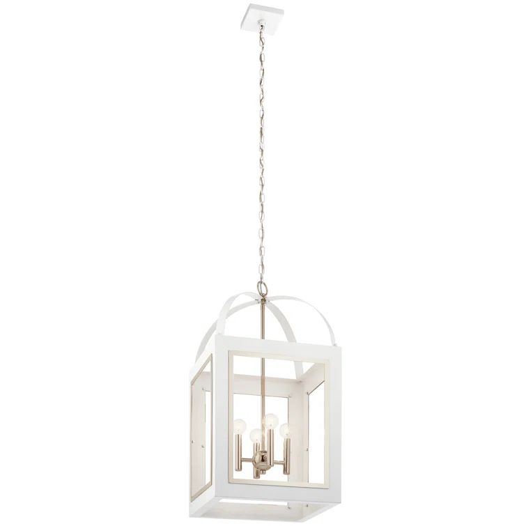 White Glass 4-Light Pendant with Incandescent Bulbs