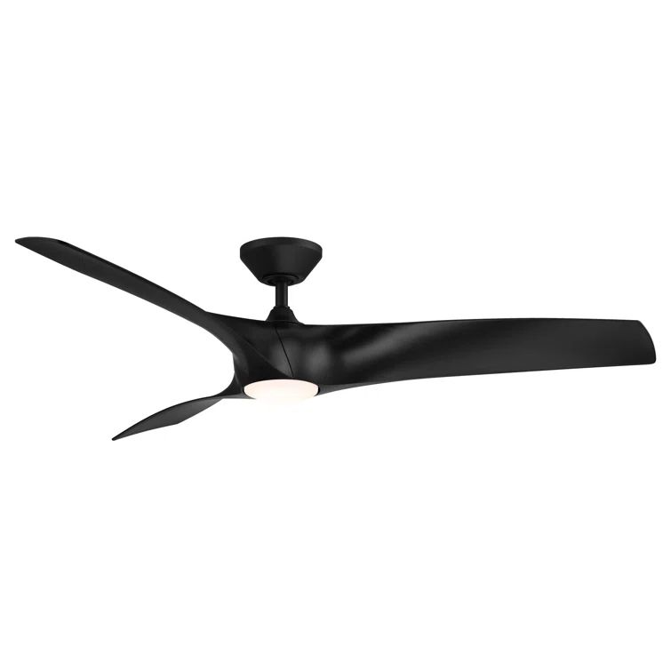 Zephyr Matte Black 52" Smart Ceiling Fan with LED Light and Remote