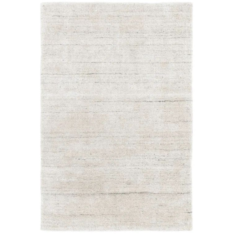 Icelandia White Hand-Knotted Wool and Viscose 3' x 5' Rug