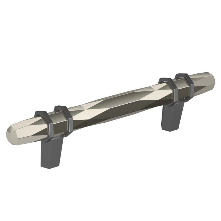 Modern Polished Nickel and Black Chrome 3-3/4 inch Cabinet Bar Pull