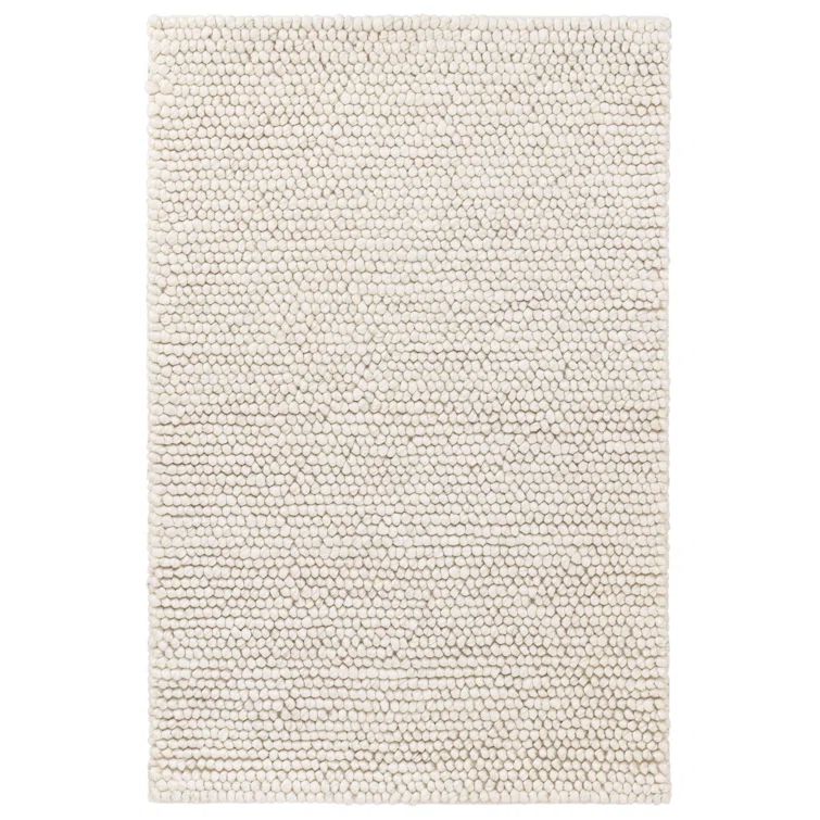 Ivory Flat Woven Handmade Wool and Viscose 6' x 9' Rug