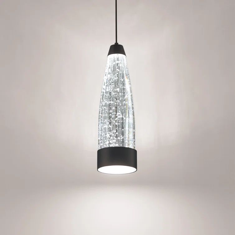 Mystic Black LED Mini Pendant with Seeded Crystal