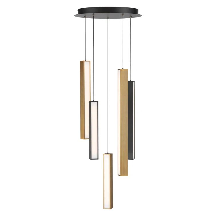 Chaos Black and Aged Brass 5-Light LED Pendant