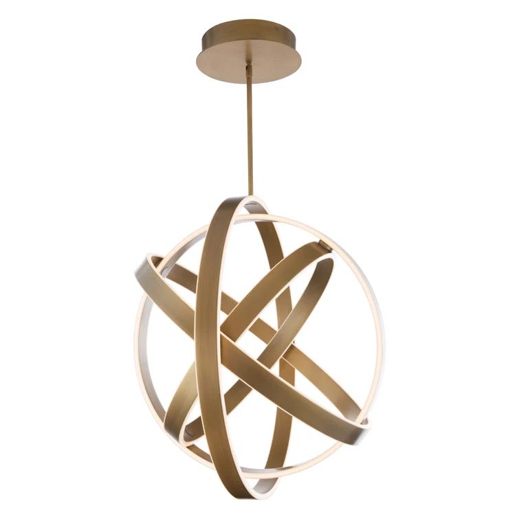 Kinetic 28" Matte Black and Brass LED Pendant Light