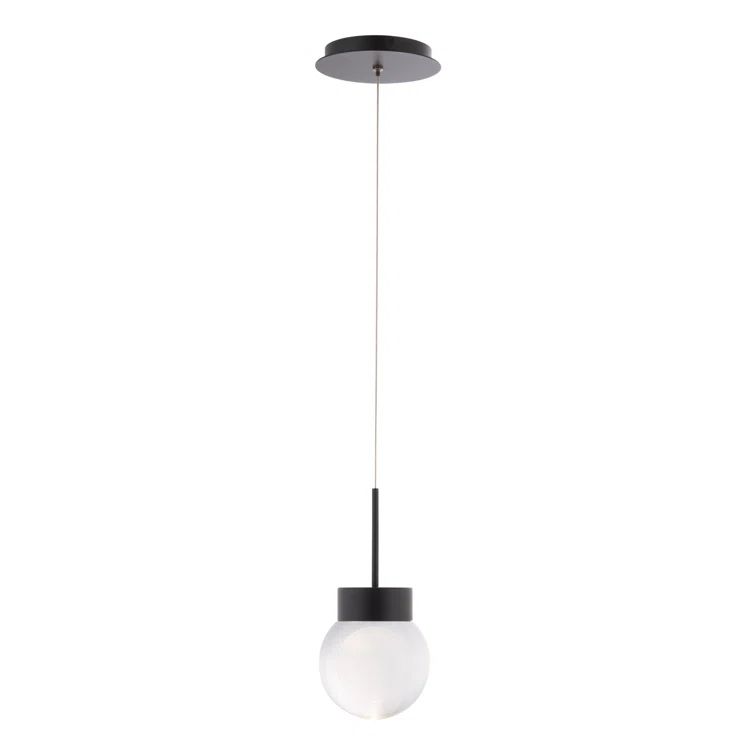 Mini Globe Black LED Pendant with K-9 Crystal