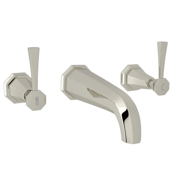 Elegant Polished Nickel 2-Handle Wall-Mounted Widespread Faucet
