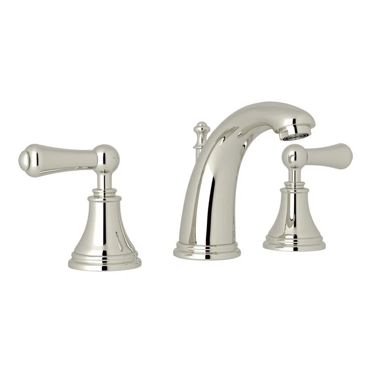 Elegant Georgian Classic 6'' Polished Nickel Widespread Bathroom Faucet
