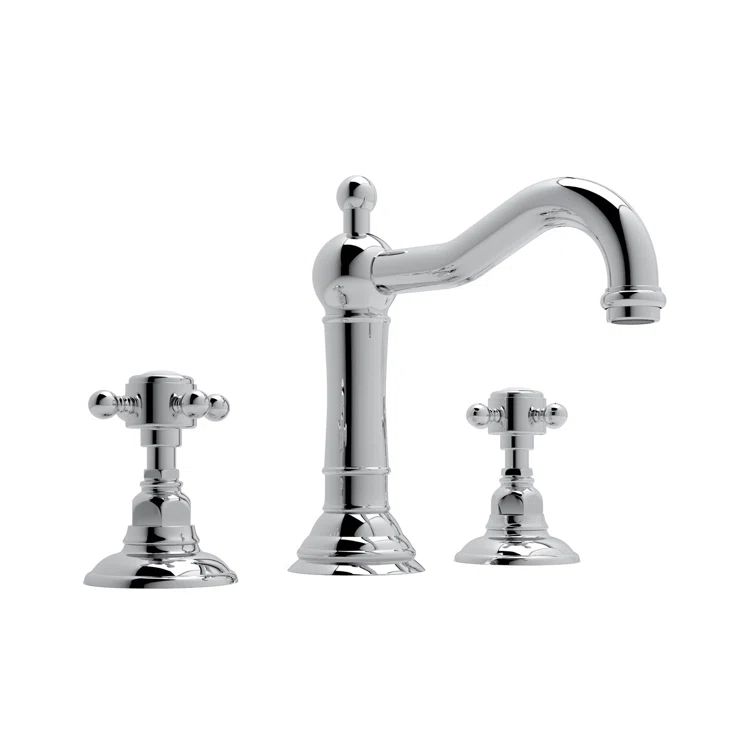 Classic Elegance Polished Nickel Widespread Faucet with Porcelain Handles