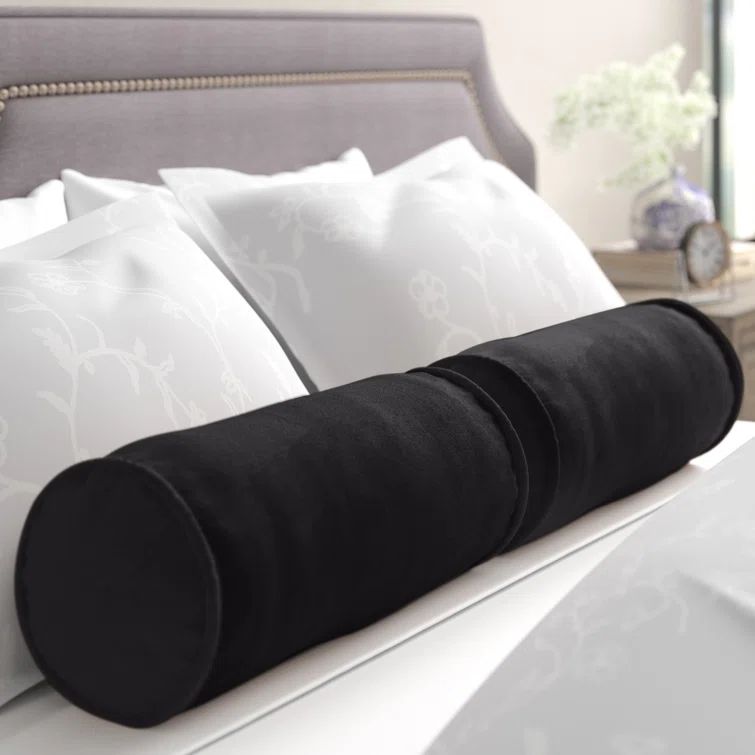 Black Microsuede Double-Corded Bolster Pillow Set
