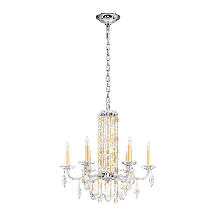 Elegant Heirloom Gold 6-Light Chandelier with Clear Heritage Crystals