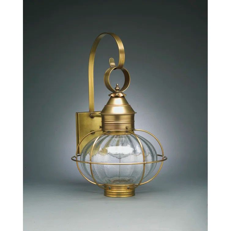 Antique Brass Optic Glass Outdoor Wall Lantern