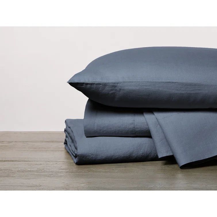 Harbor Blue Organic Cotton Percale Queen Sheet Set