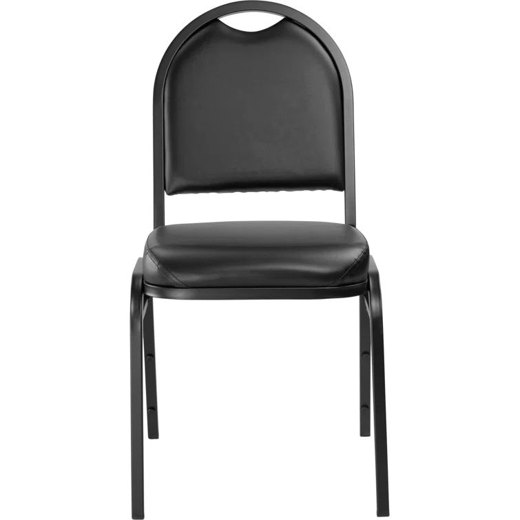 Panther Black Vinyl Armless Reception Chair with Metal Frame