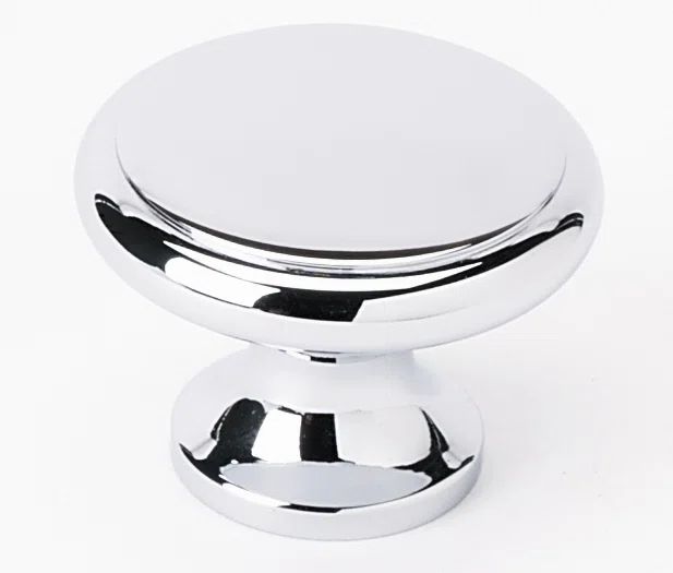 Polished Chrome Round Traditional Cabinet Knob with Mounting Hardware