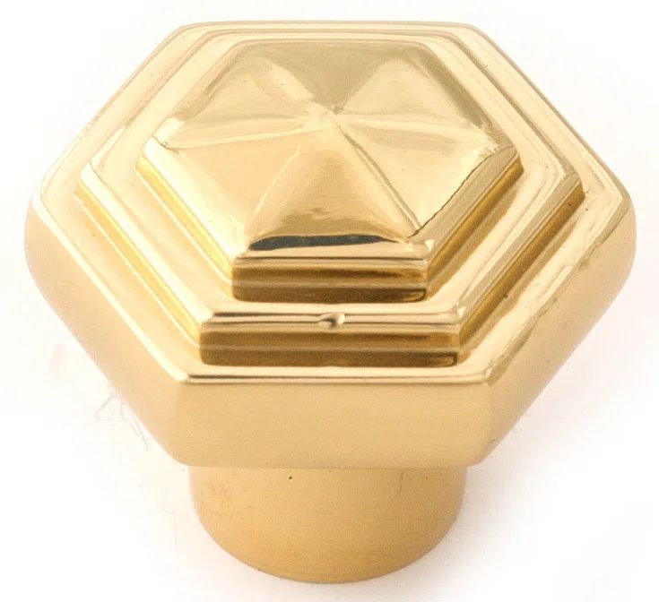 Polished Brass Traditional Geometric Cabinet Knob with Mounting Hardware