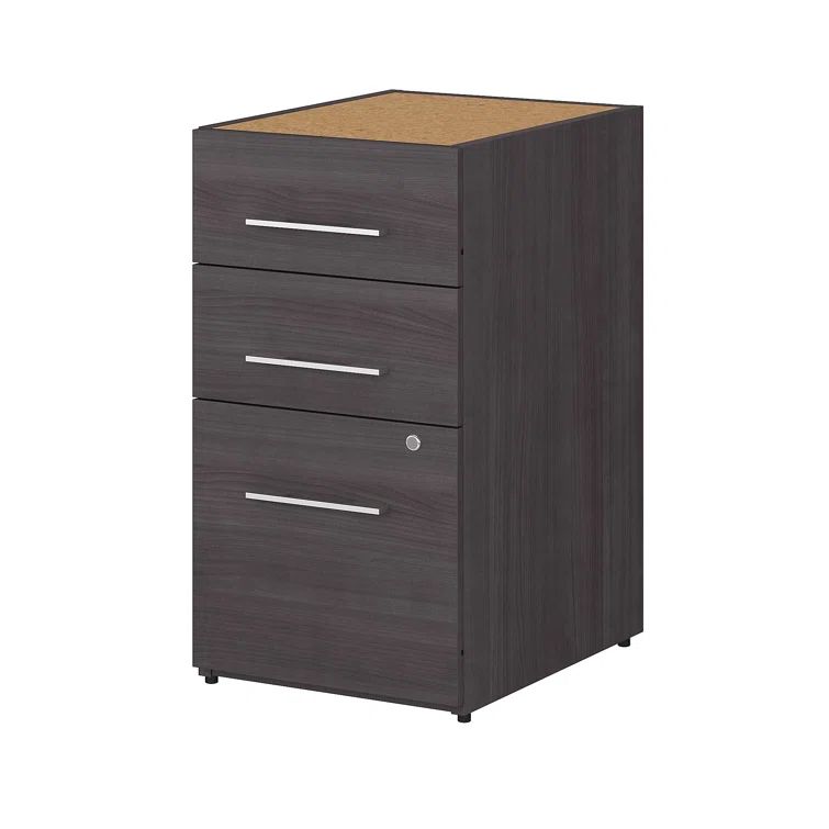 Storm Gray Vertical 3 Drawer Lockable Filing Cabinet