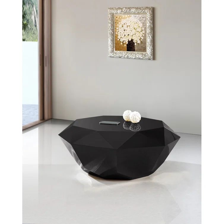 Gemma Matte Black Steel Diamond-Shaped Coffee Table