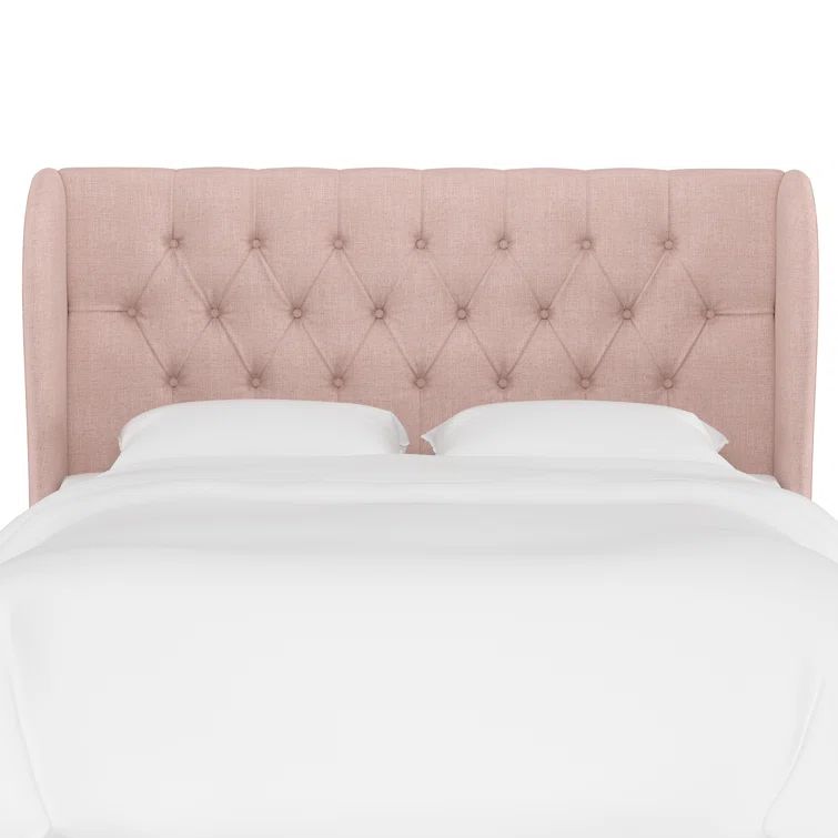 Queen Rosequartz Linen Upholstered Tufted Headboard