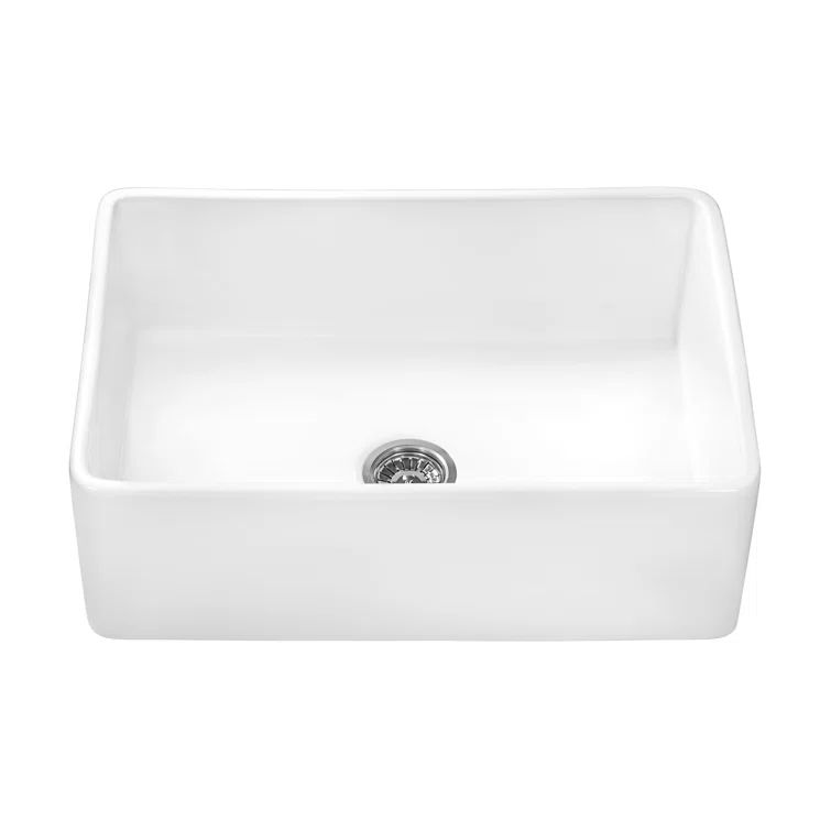 Crackled White Fireclay Reversible Farmhouse Kitchen Sink, 40 in