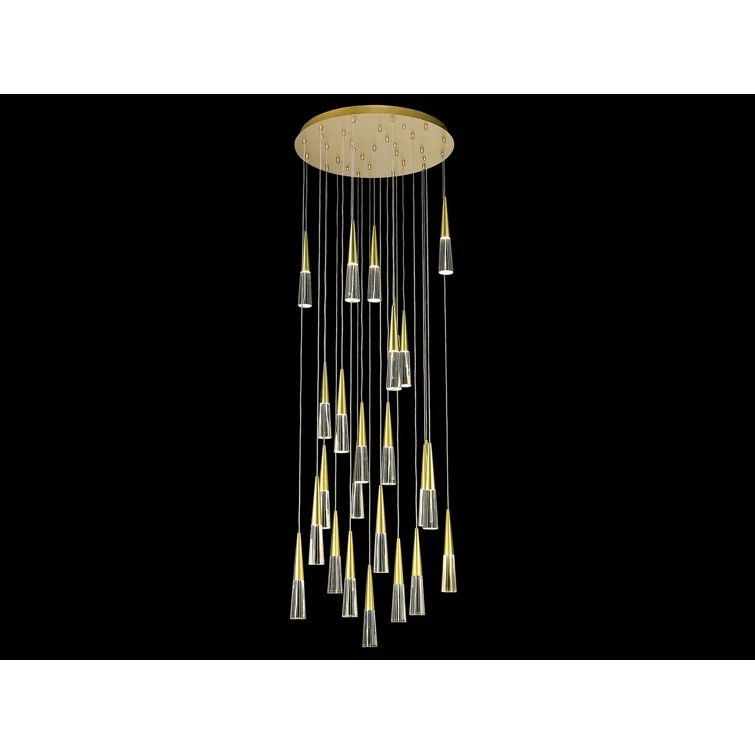 Encino 25-Light Brushed Brass and Crystal LED Chandelier