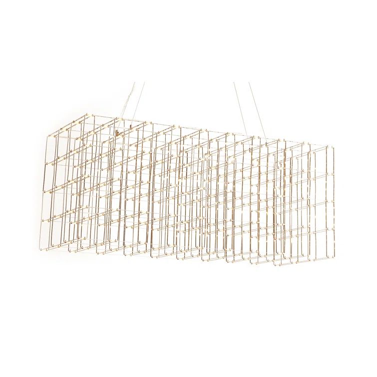 Gold Cage LED Chandelier with Chrome Accents