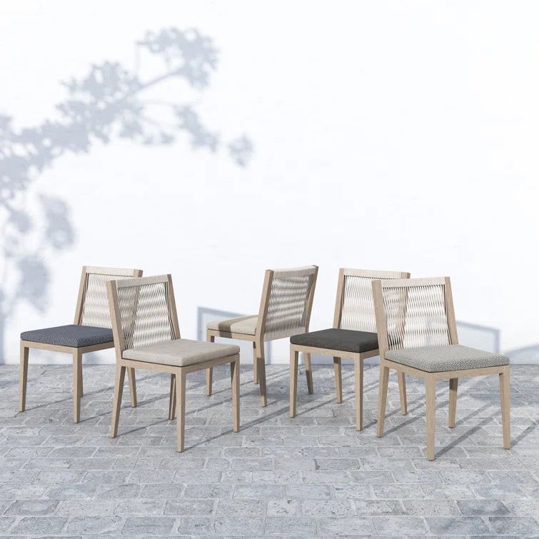 Teak Outdoor Dining Chair with Gray Cushions