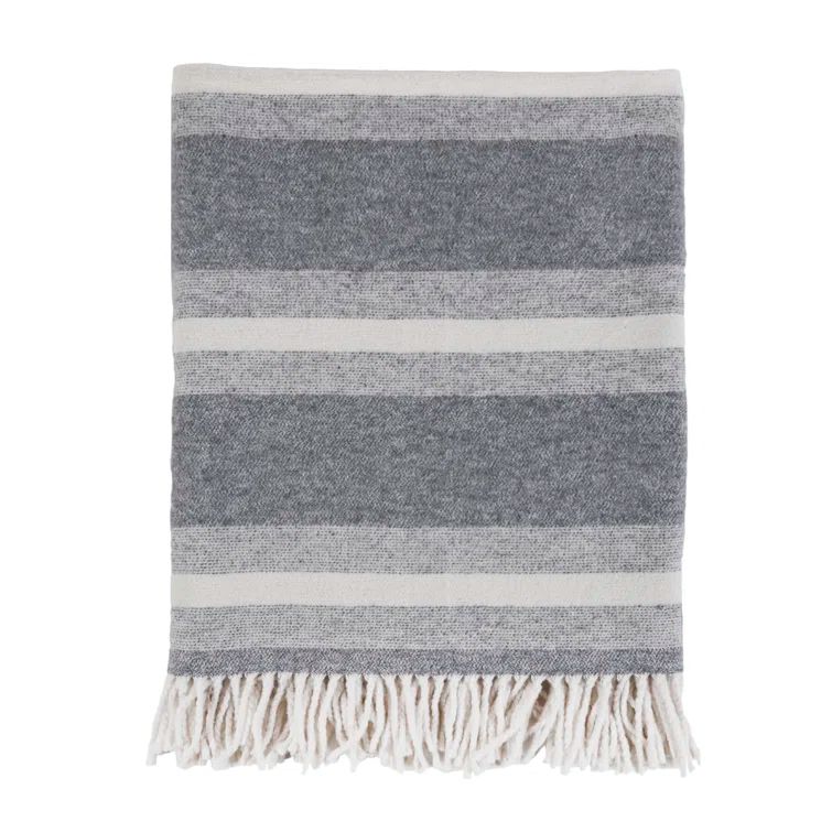 Alpine King Gray Cotton Woven Throw Blanket
