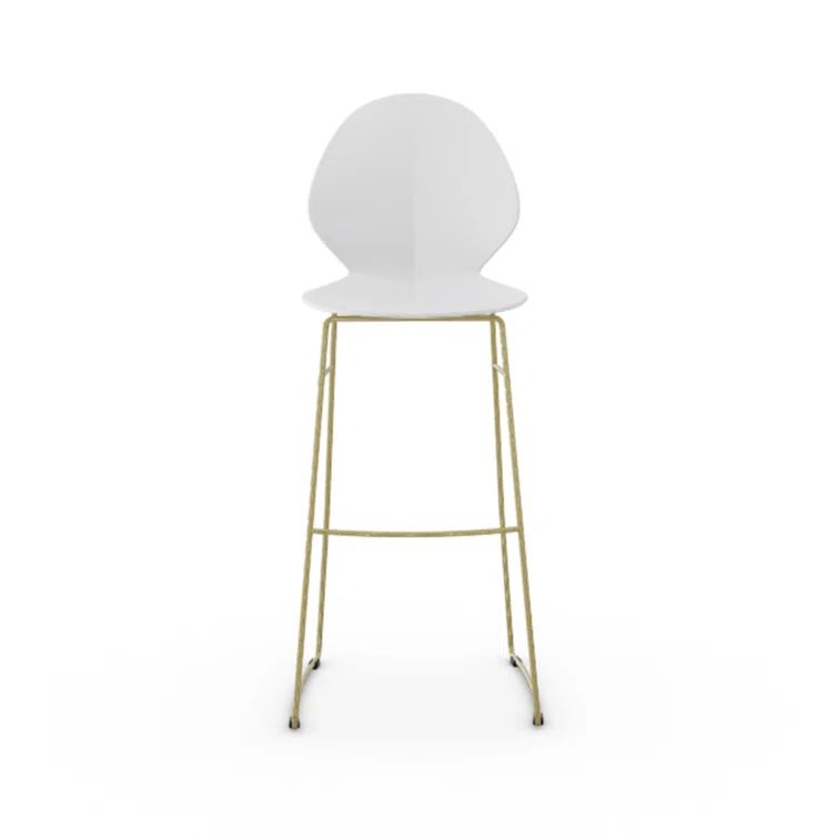 Matte Optic White Metal Base Bar Stool with Ergonomic Design