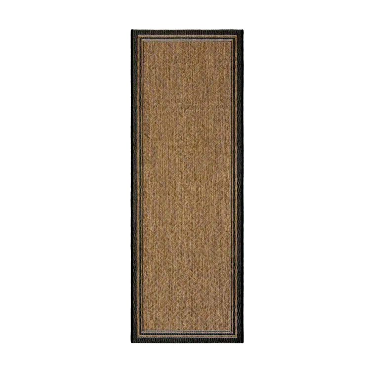 Chestnut and Black Flatwoven Synthetic Runner Rug