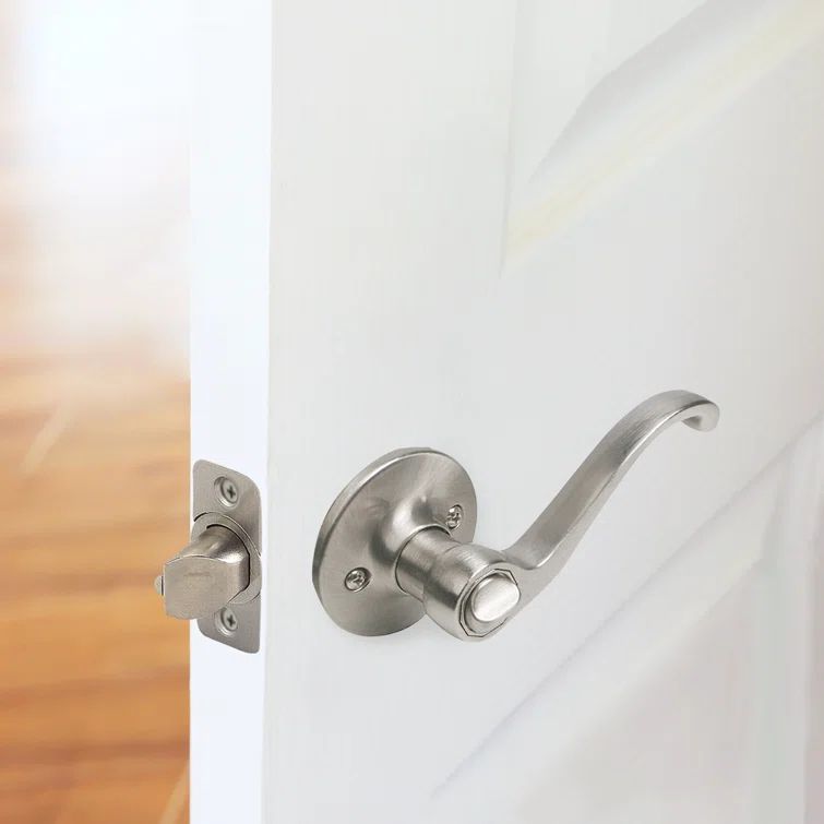 Satin Nickel Wave Privacy Door Lever for Interior Use