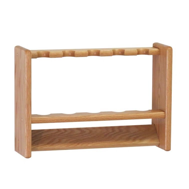 Light Oak Wooden Freestanding 5-Rod Fishing Rack