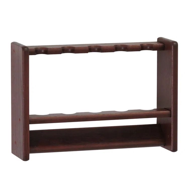 Mahogany Solid Oak 5-Rod Freestanding Fishing Rack
